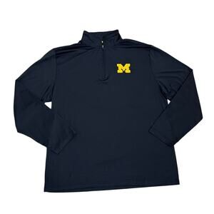 Colosseum Michigan Navy Blue Yellow Quarter Zip Pullover Shirt Size Men's XL